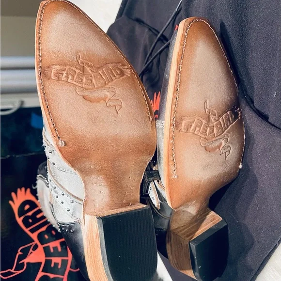 Freebird by Steven Winnie Ice Leather Mid Calf Heeled Boots - Picture 13 of 15